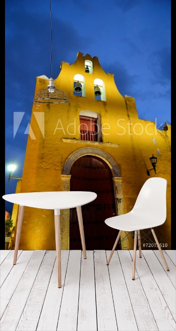 Picture of night view of street in Campeche Mexico